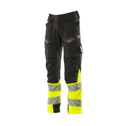 Spodnie MASCOT ULTIMATE STRETCH with kneepad pockets black/hi-vis yellow rozm. 82C54