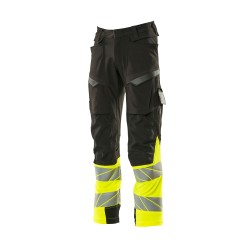 Spodnie MASCOT ULTIMATE STRETCH with kneepad pockets black/hi-vis yellow rozm. 82C56