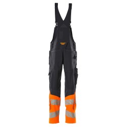 Ogrodniczki MASCOT ACCELERATE SAFE stretch zones - dwukolorowy - ProWash dark navy/hi-vis orange rozm. 90C60