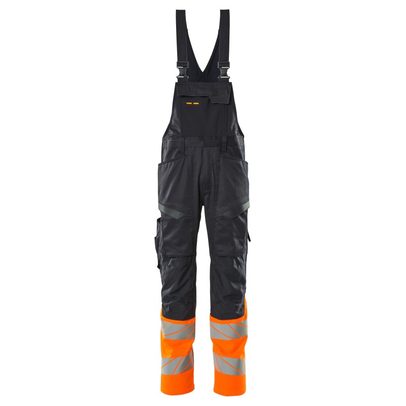 Ogrodniczki MASCOT ACCELERATE SAFE stretch zones - dwukolorowy - ProWash dark navy/hi-vis orange rozm. 76C46