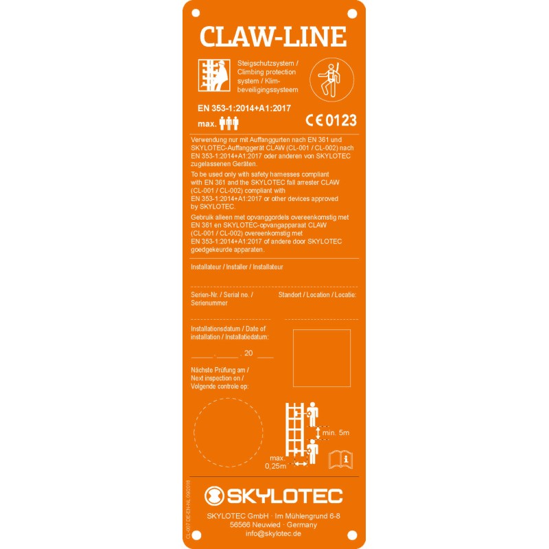 Tabliczka znamionowa Skylotec CLAW Line